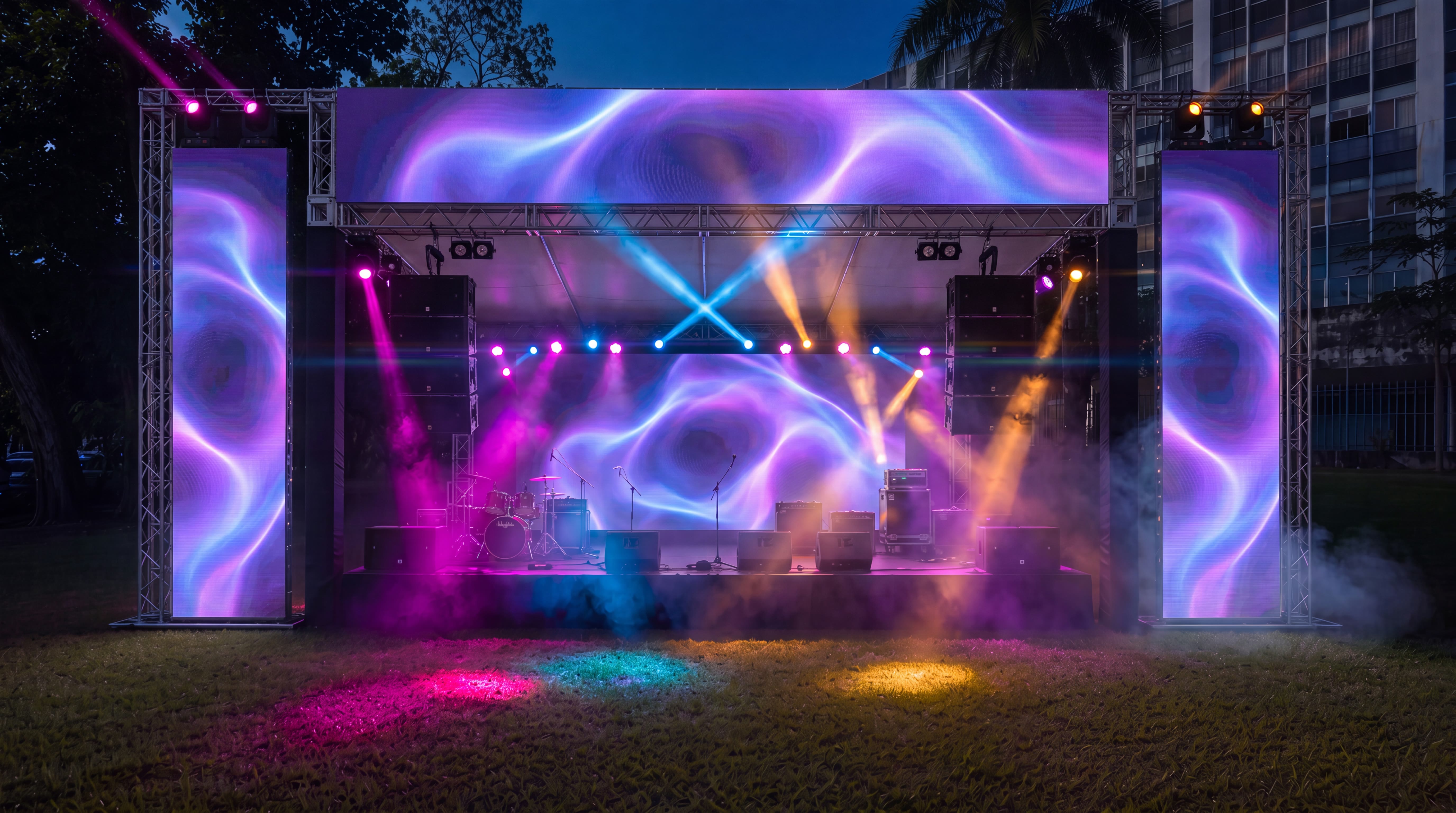 Palco noturno com telões de LED violeta